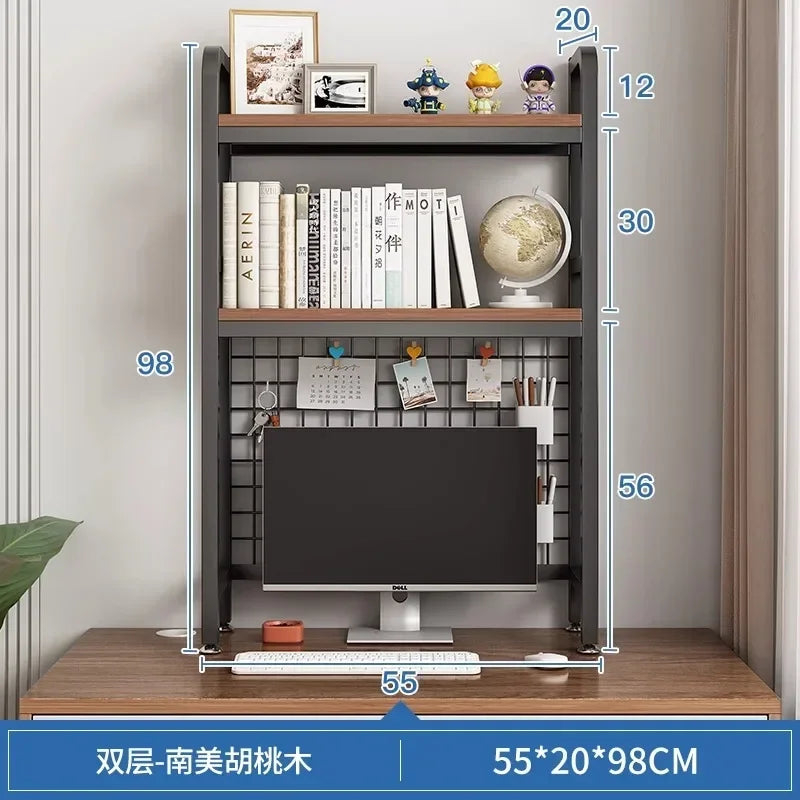 Hole Board Bookshelf, Desk, Computer Desk, Integrated Office, Storage Shelf, Home Simple, Office Simple, Double-Layered