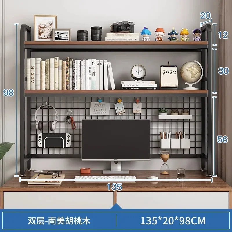 Hole Board Bookshelf, Desk, Computer Desk, Integrated Office, Storage Shelf, Home Simple, Office Simple, Double-Layered