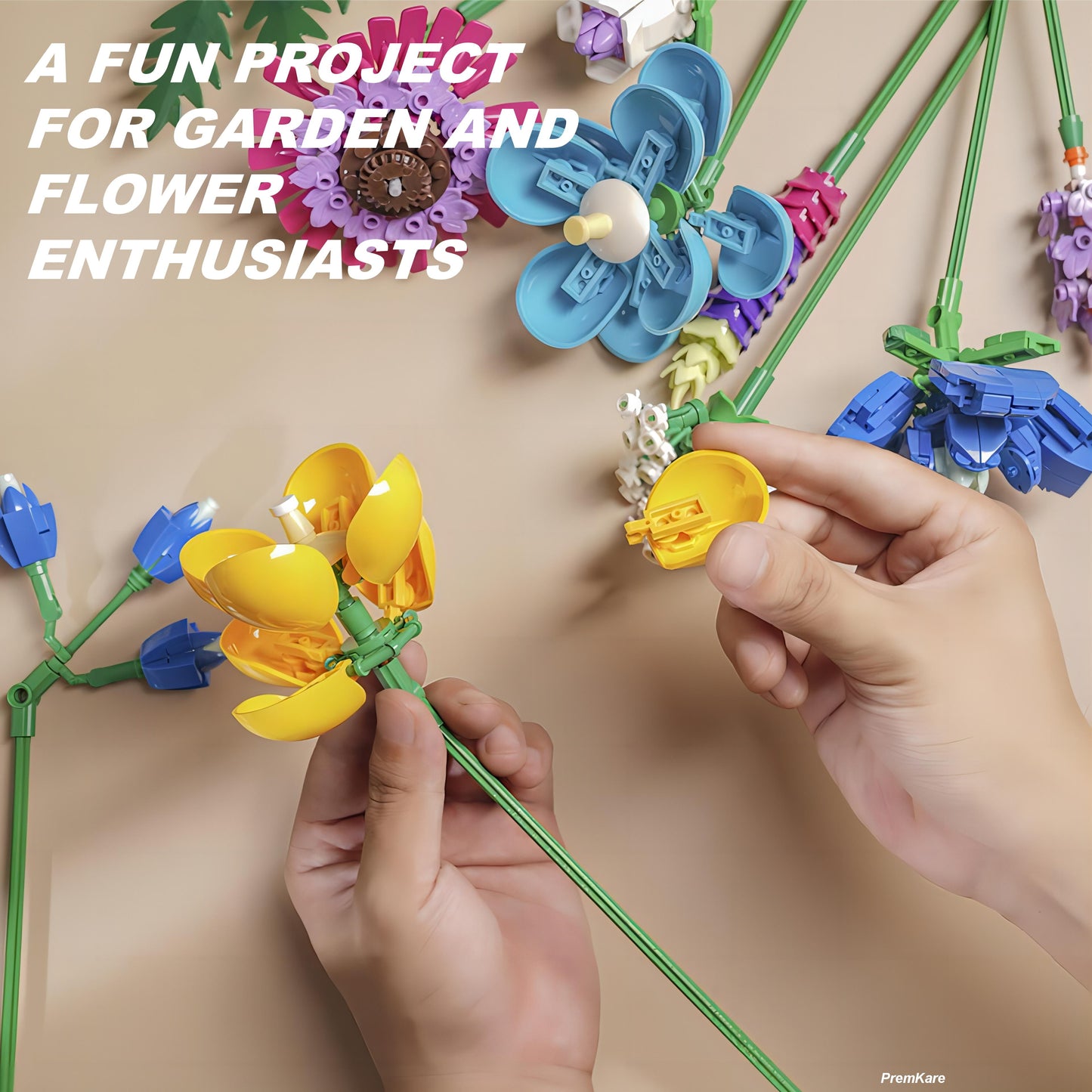 Flower Bouquet Building Sets, Artificial Plant Building Set with Flowers, DIY Unique Decoration Home, Lego Compatible, 528 Pieces Botanical Collection for Adult Her/Mom/Women/Girl