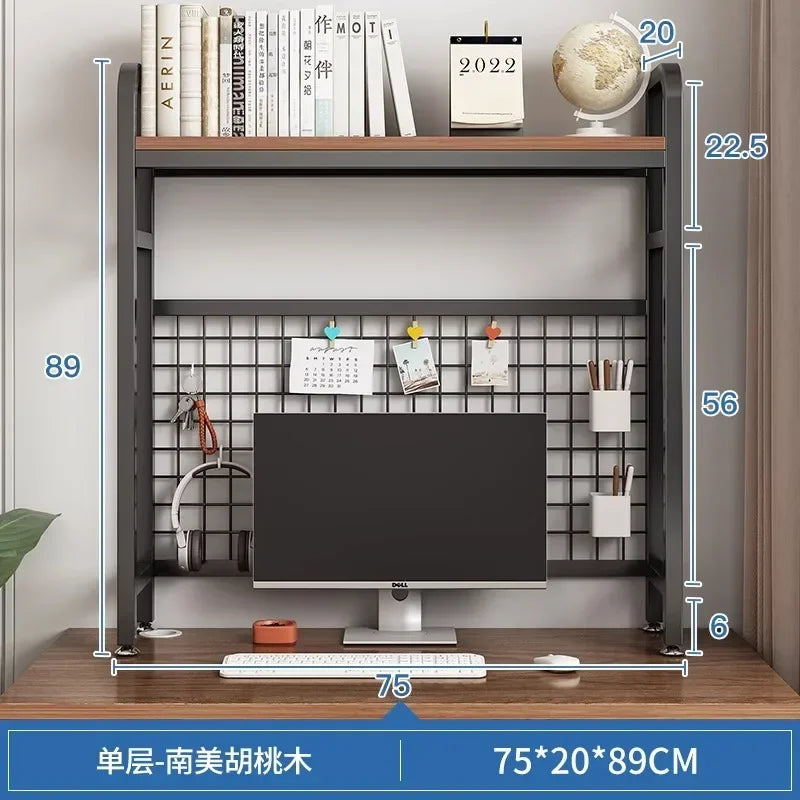 Hole Board Bookshelf, Desk, Computer Desk, Integrated Office, Storage Shelf, Home Simple, Office Simple, Double-Layered