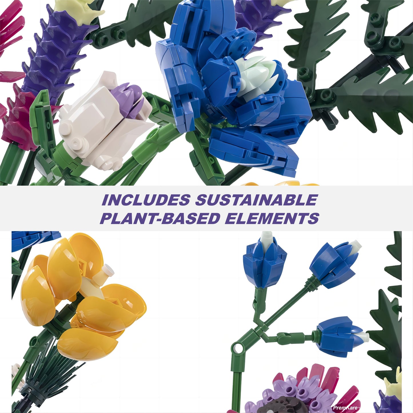 Flower Bouquet Building Sets, Artificial Plant Building Set with Flowers, DIY Unique Decoration Home, Lego Compatible, 528 Pieces Botanical Collection for Adult Her/Mom/Women/Girl