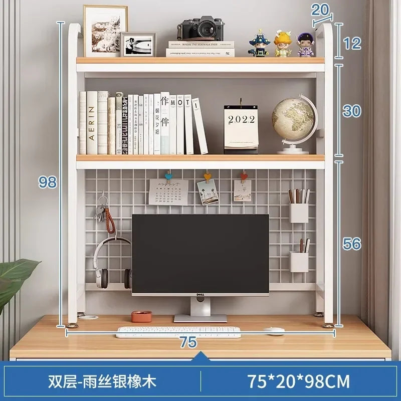 Hole Board Bookshelf, Desk, Computer Desk, Integrated Office, Storage Shelf, Home Simple, Office Simple, Double-Layered