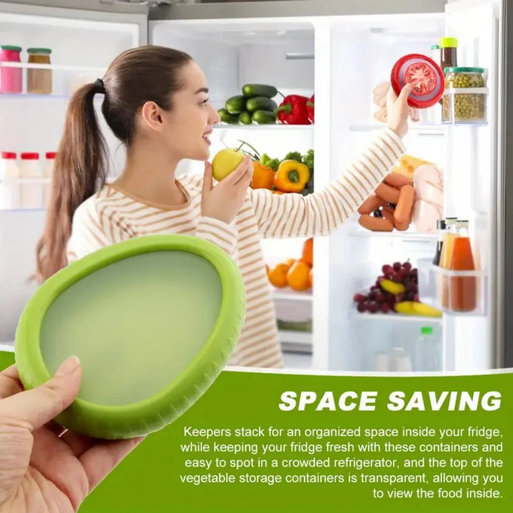 1Pc/4Pc Silicone Fruit and Vegetable Fresh-Keeping Box, Food Storage Container Set, Portable, Stackable and Leak Proof, Keeping