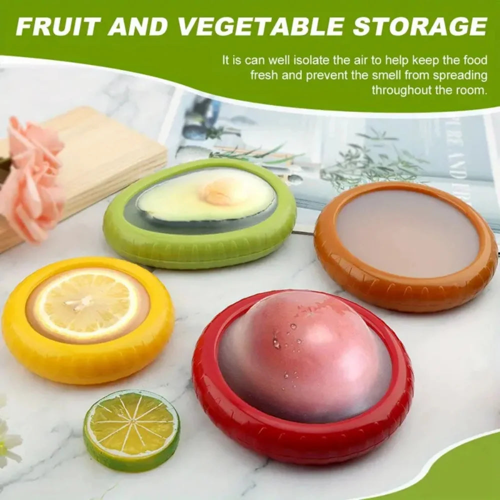 1Pc/4Pc Silicone Fruit and Vegetable Fresh-Keeping Box, Food Storage Container Set, Portable, Stackable and Leak Proof, Keeping