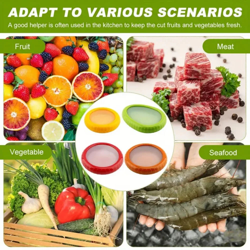 1Pc/4Pc Silicone Fruit and Vegetable Fresh-Keeping Box, Food Storage Container Set, Portable, Stackable and Leak Proof, Keeping
