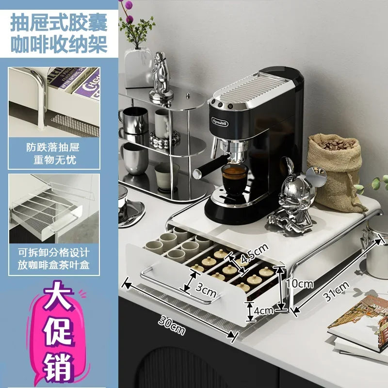 New Capsule Coffee Display Rack Storage Drawer Bar Ins Wind Table Top Tea Bag Storage Box Coffee Machine Base Drawer