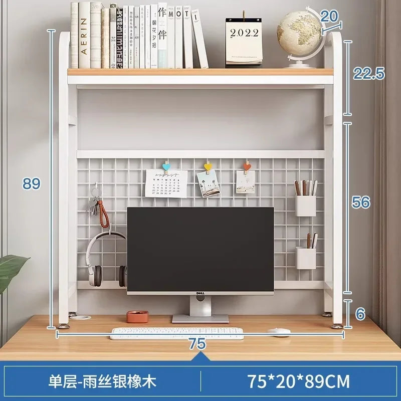 Hole Board Bookshelf, Desk, Computer Desk, Integrated Office, Storage Shelf, Home Simple, Office Simple, Double-Layered