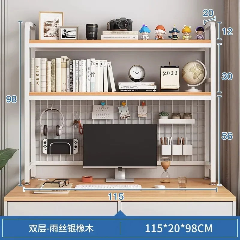 Hole Board Bookshelf, Desk, Computer Desk, Integrated Office, Storage Shelf, Home Simple, Office Simple, Double-Layered