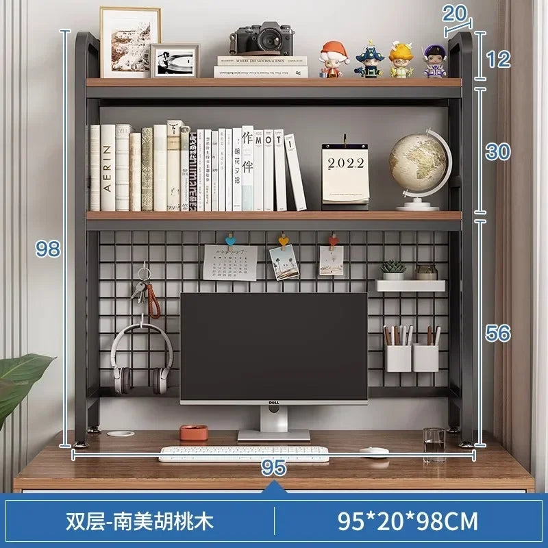 Hole Board Bookshelf, Desk, Computer Desk, Integrated Office, Storage Shelf, Home Simple, Office Simple, Double-Layered