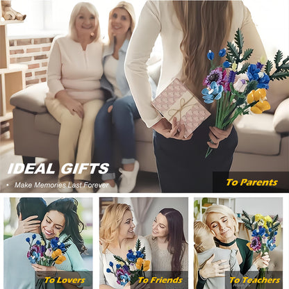 Flower Bouquet Building Sets, Artificial Plant Building Set with Flowers, DIY Unique Decoration Home, Lego Compatible, 528 Pieces Botanical Collection for Adult Her/Mom/Women/Girl