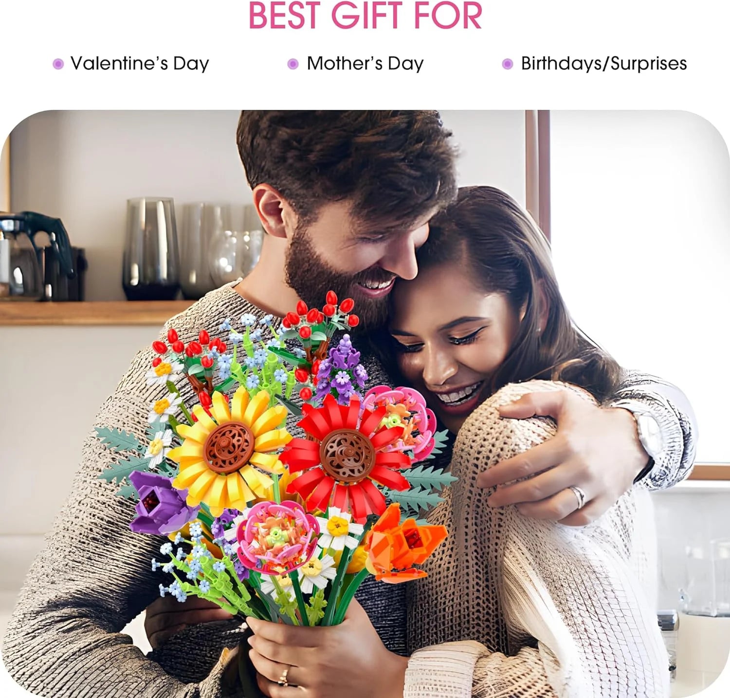 Wildflower Flowers Bouquet Building Set, Sunflower Flower Botanical Collection Building Toys for Adults and Kids, Home Decor Gift for Mother'S Day, Valentine Day, Birthday, Christmas Day - 976PCS