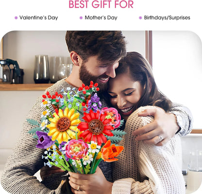 Wildflower Flowers Bouquet Building Set, Sunflower Flower Botanical Collection Building Toys for Adults and Kids, Home Decor Gift for Mother'S Day, Valentine Day, Birthday, Christmas Day - 976PCS