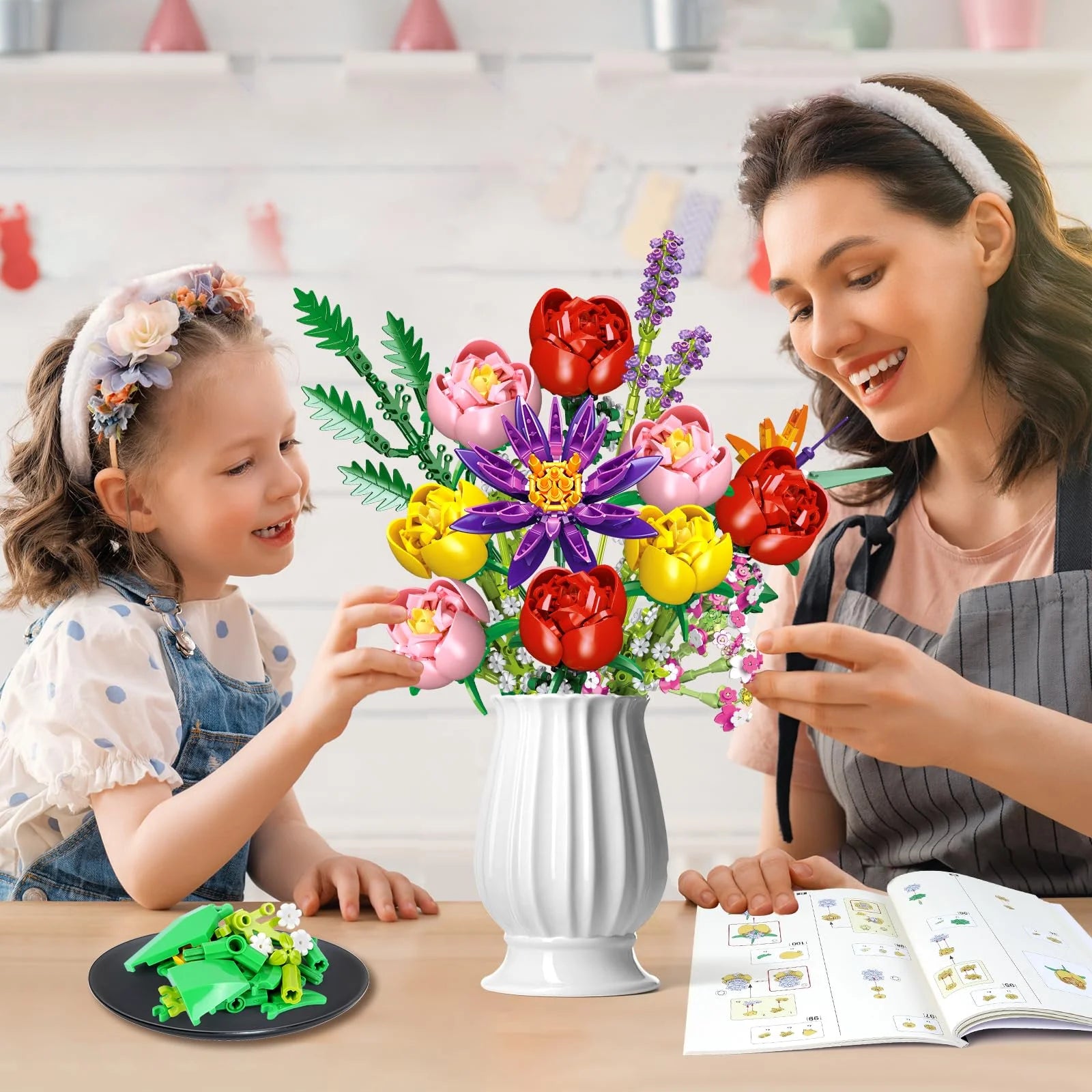 Rose Flower Building Block Sets, Flower STEM Building Toy Valentine'S Day Mother'S Day Gifts for Kids and Adults