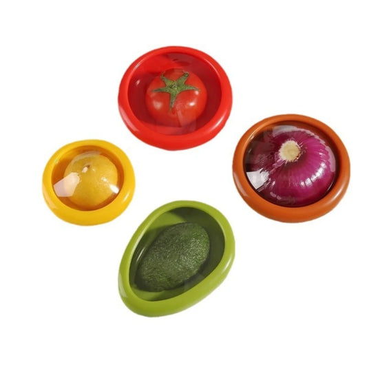 1Pc/4Pc Silicone Fruit and Vegetable Fresh-Keeping Box, Food Storage Container Set, Portable, Stackable and Leak Proof, Keeping