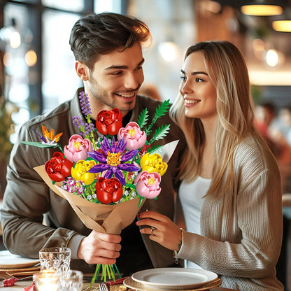 Rose Flower Building Block Sets, Flower STEM Building Toy Valentine'S Day Mother'S Day Gifts for Kids and Adults